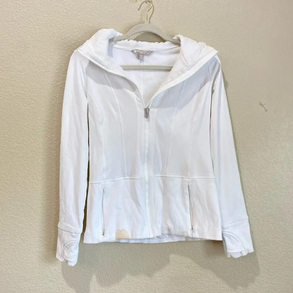 ATHLETA Fitted Victory Hoodie White Size XS Athletic Workout Jacket - Picture 10 of 11